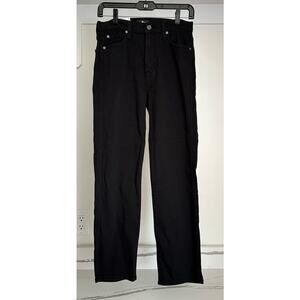 NWT 7 For All Mankind High‎ Waisted Cropped Straight Jeans Black Size 27